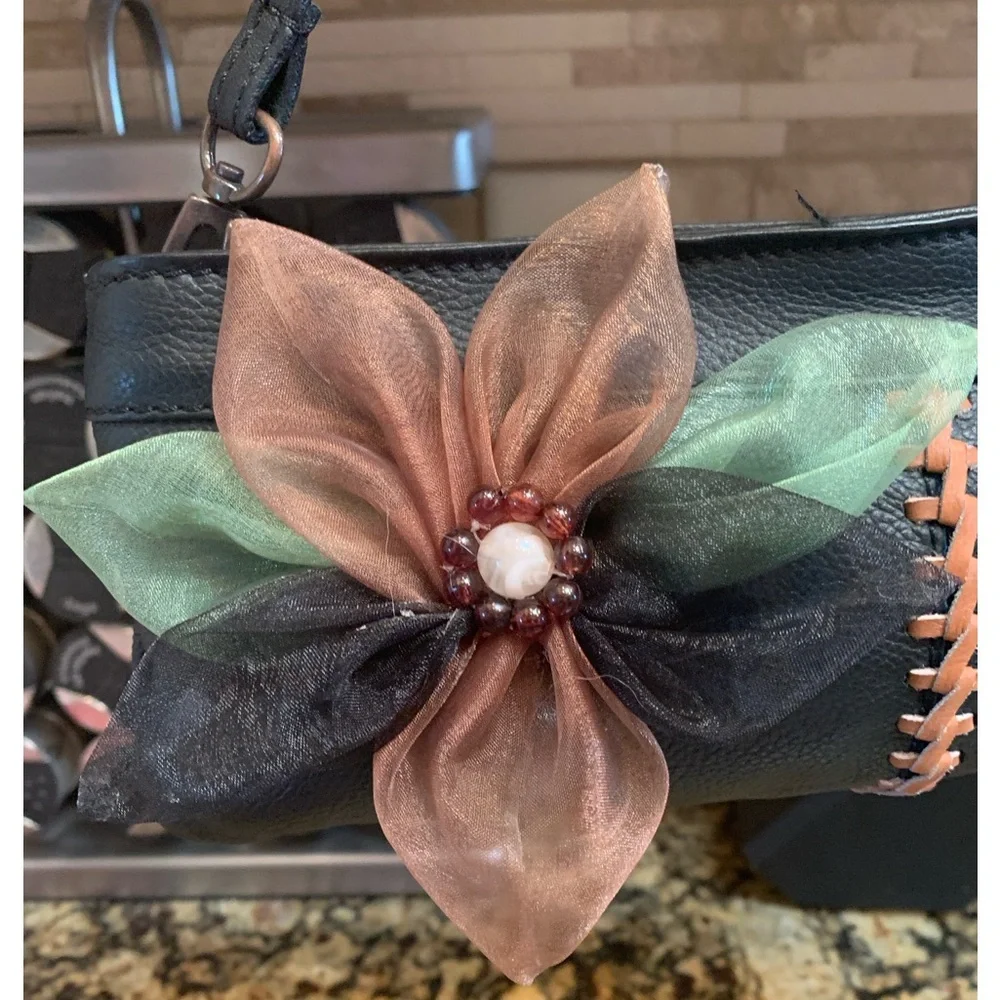 Vintage Black Leather Clutch Purse